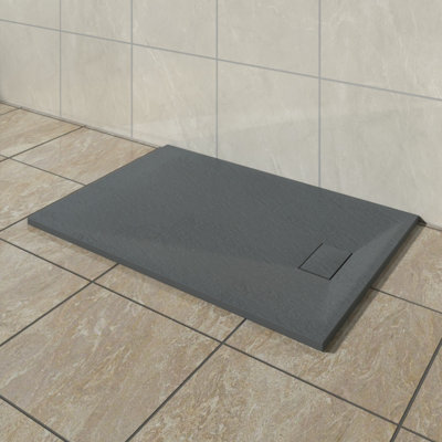 Vruc Wetroom Shower Enclosure Tray Rectangular Smc Slate Effect 1400X900mm Anthracite from B&Q