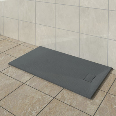 Vruc Wetroom Shower Enclosure Tray Rectangular Smc Slate Effect 1500X900mm Anthracite from B&Q