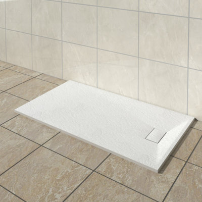 Vruc Wetroom Shower Enclosure Tray Rectangular Smc Slate Effect 1600X900mm White from B&Q