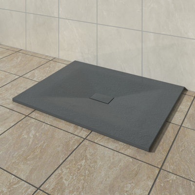 Vruc Wetroom Shower Enclosure Tray Rectangular Smc Slate Effect 1200X1000mm Anthracite from B&Q