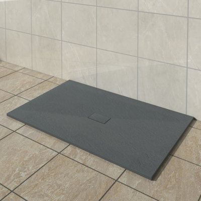 Vruc Wetroom Shower Enclosure Tray Rectangular Smc Slate Effect 1700X1000mm Anthracite from B&Q