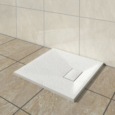 Vruc Wetroom Shower Enclosure Tray Square Smc Slate Effect 700X700mm White from B&Q