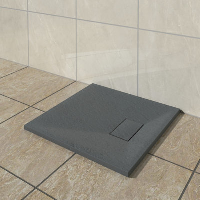 Vruc Wetroom Shower Enclosure Tray Square Smc Slate Effect 700X700mm Anthracite from B&Q