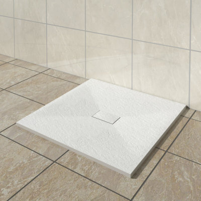 Vruc Wetroom Shower Enclosure Tray Square Smc Slate Effect 1000X1000mm White from B&Q