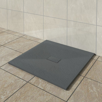 Vruc Wetroom Shower Enclosure Tray Square Smc Slate Effect 1000X1000mm Anthracite from B&Q