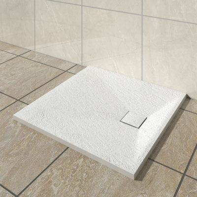 Vruc Wetroom Shower Enclosure Tray Square Smc Slate Effect 900X900mm White from B&Q