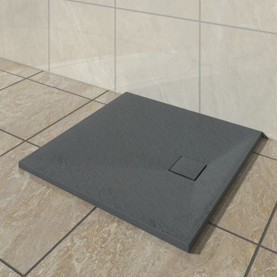 Vruc Wetroom Shower Enclosure Tray Square Smc Slate Effect 900X900mm Anthracite from B&Q