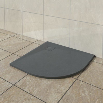 Vruc Wetroom Shower Enclosure Tray Quadrant Smc Slate Effect 800X800mm Anthracite from B&Q