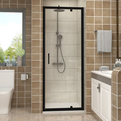 Vruc 800X1900mm Shower Enclosure Pivot Door Black from B&Q