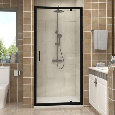 Vruc 1000X1900mm Shower Enclosure Pivot Door Black from B&Q