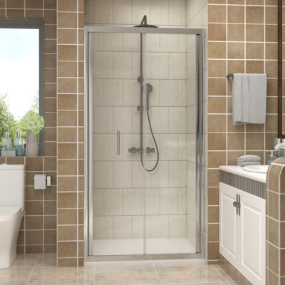 Vruc 900X1900mm Shower Enclosure Bi-Fold Door Chrome from B&Q