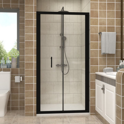 Vruc 900X1900mm Shower Enclosure Bi-Fold Door Black from B&Q
