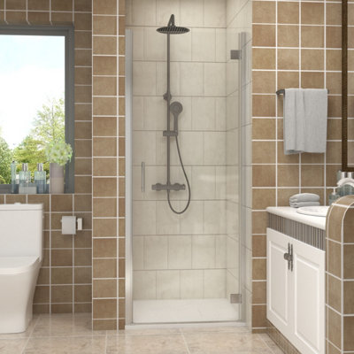 Vruc 700X1900mm Shower Enclosure Hinged Door Chrome from B&Q