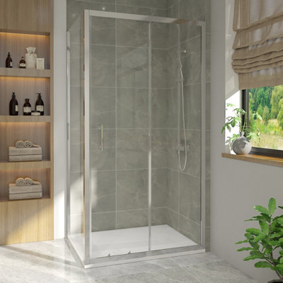 Vruc Bathroom Shower Enclosure Sliding Door With Side Panel 1100 X 800mm Chrome from B&Q