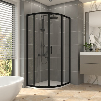 Vruc Offset Quadrant Shower Enclosure 1000 X 900 X 1900 mm Black from B&Q
