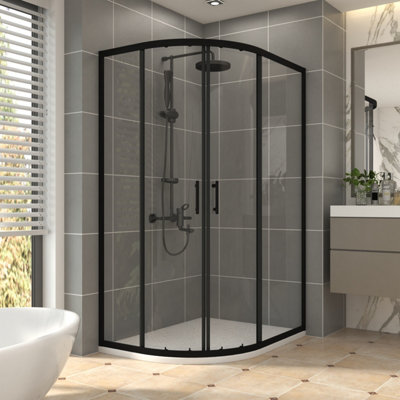 Vruc Offset Quadrant Shower Enclosure 1200 X 800 X 1900 mm Black from B&Q