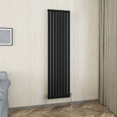 Vruc Single Oval Column Designer Radiator Black 1800X472mm from B&Q