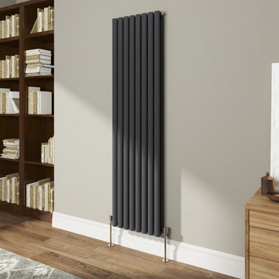 Vruc Double Oval Column Designer Radiator Anthracite 1800X472mm from B&Q