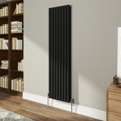 Vruc Double Oval Column Designer Radiator Black 1800X472mm from B&Q