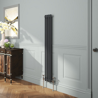 Vruc Cast Iron Style Radiator Traditional 2 Column 1500X200mm Anthracite from B&Q