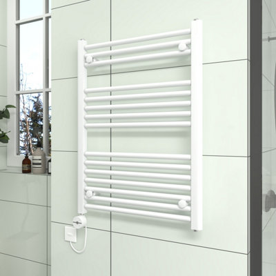 Vruc White Straight Prefilled Electric Heated Towel Rail Radiator 800X600mm With Thermostatic Heating Element from B&Q