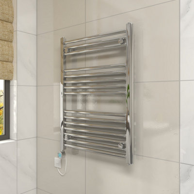 Vruc Chrome Straight Prefilled Electric Heated Towel Rail 800X600mm With 400W Thermostatic Heating Element from B&Q