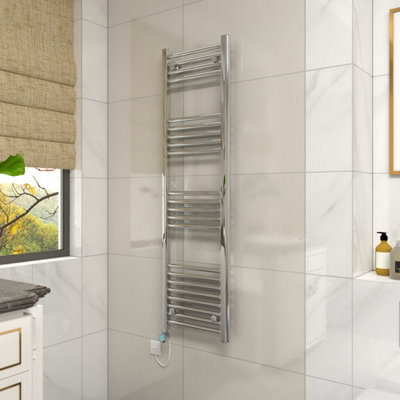 Vruc Chrome Straight Prefilled Electric Heated Towel Rail 1400X400mm With 800W Thermostatic Heating Element from B&Q