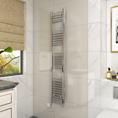 Vruc Chrome Straight Prefilled Electric Heated Towel Rail 1600X300mm With 800W Thermostatic Heating Element from B&Q