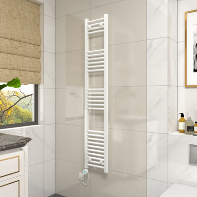 Vruc White Straight Prefilled Electric Heated Towel Rail Radiator 1600X300mm With 800W Thermostatic Wifi Heating Element from B&Q