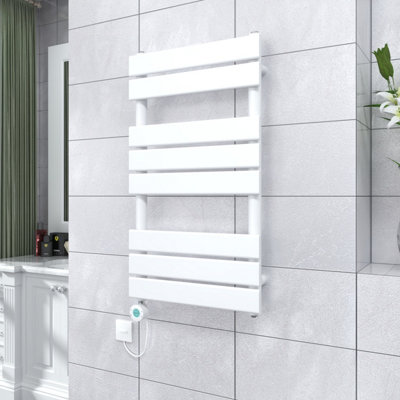 Vruc White Flat Panel Prefilled Electric Heated Towel Rail Radiator 800X450mm With Thermostatic Heating Element from B&Q