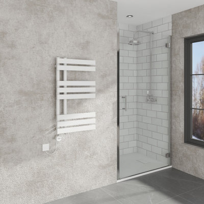 Vruc White Electric Prefilled D-Shape Heated Towel Rail Radiator 800X450mm With Thermostatic Heating Element from B&Q