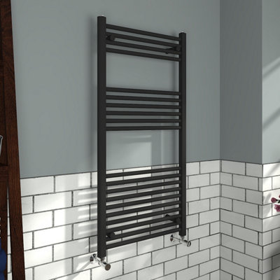 Vruc 1200X600 mm Straight Heated Towel Rail Radiator Black from B&Q