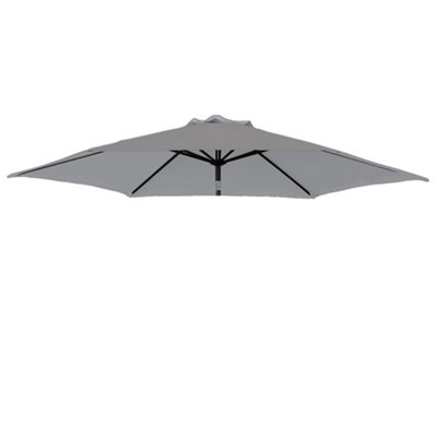 B&Q -  Replacement Parasol Fabric Umbrella Canopy Cover For 2.5M 6 Arm Parasols Grey