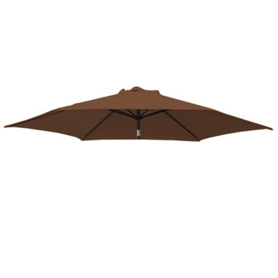 B&Q -  Replacement Parasol Fabric Umbrella Canopy Cover For 2.5M 6 Arm Parasols Coffee