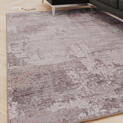Loomed Distressed Design Cotton Chenille Rug Grey Beige Machine Washable 280Cm X 380Cm from B&Q