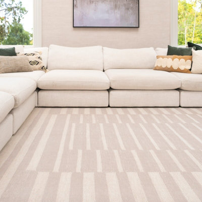 Loomed Modern Abstract Cotton Chenille Rug Grey Gold Machine Washable 280Cm X 380Cm from B&Q