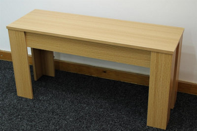 B&Q -  Wooden Light Wood Effect Bench With Melamine Finish Durable Seating Bench For Dining Or Kitchen