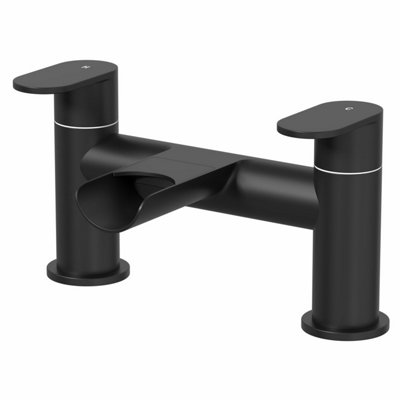 Affine Matt Black Waterfall Bath Mixer Tap Modern Designer Bathroom Filler Tap from B&Q