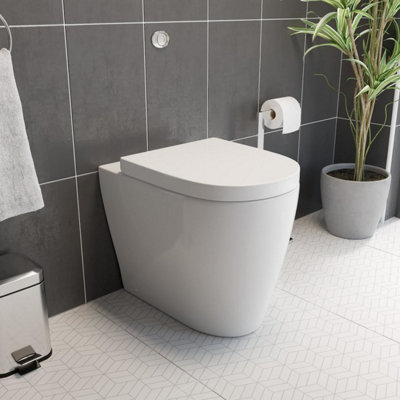 Affine Back To Wall Rimless Toilet Btw Modern Bathroom Pan White Gloss Soft Close Seat from B&Q