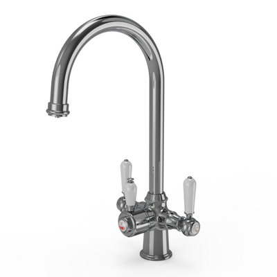 B&Q -  3-In-1 Instant Boiling Water Tap Kitchen Cold Hot Filtered Traditional Chrome