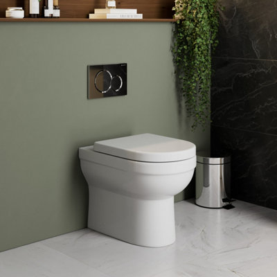 Affine Back To Wall Btw Rimless Toilet Wc Bathroom Soft Close Dual Flush D Shape White from B&Q