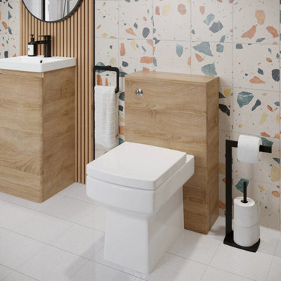 Affine Back To Wall Btw Toilet Wc & Unit Bathroom Cloakroom 500mm Slim Furniture Oak from B&Q