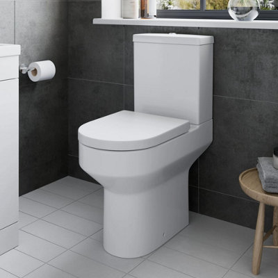 Affine Raised Height Close Coupled Rimless Toilet Comfort Wc Soft Close Modern Bathroom from B&Q