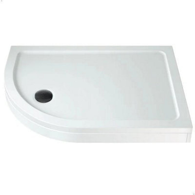B&Q -  Raised 1200 X 900mm Offset Quadrant Shower Tray With Black WasteLh Entry
