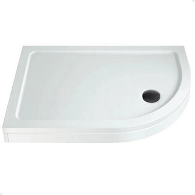 B&Q -  Raised 1200 X 900mm Offset Quadrant Shower Tray With Black WasteRh Entry