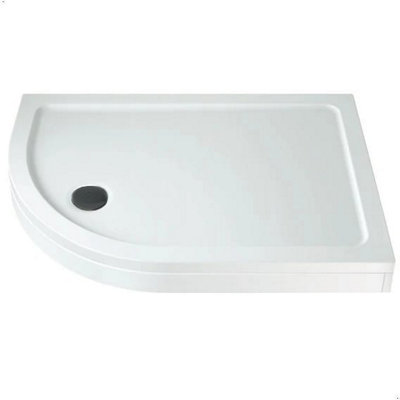 B&Q -  Raised 1200 X 900mm Non-Slip Offset Quadrant Shower Tray With Black WasteLh Entry