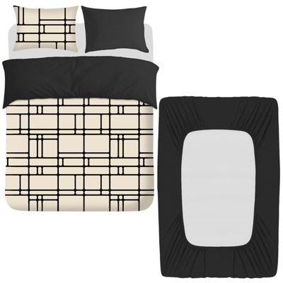 Pamposh 3 Pcs Single Duvet Cover Set With Matching Black Single Fitted Sheet Extra Deep Pocket Ultrasoft Premium Microfibre from B&Q