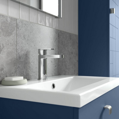 FNX Bathrooms Lumina Mono Basin Mixer Push Button Waste Chrome Contemporary from B&Q