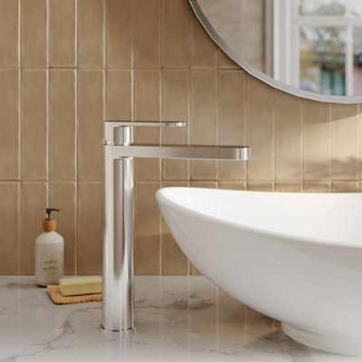 FNX Bathrooms Lumina High Rise Mono Basin Mixer Chrome Contemporary No Waste from B&Q