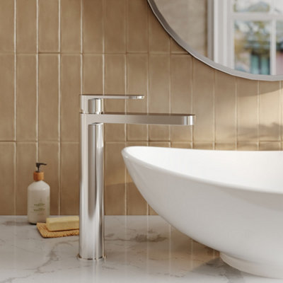 FNX Bathrooms Aura High Rise Mono Basin Mixer Chrome Contemporary No Waste from B&Q